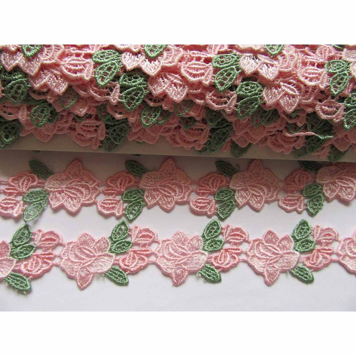 5 Yards YYCRAFT Butterfly 3 Lace Edge Trim Wedding Applique DIY Sewing-Baby Pink 