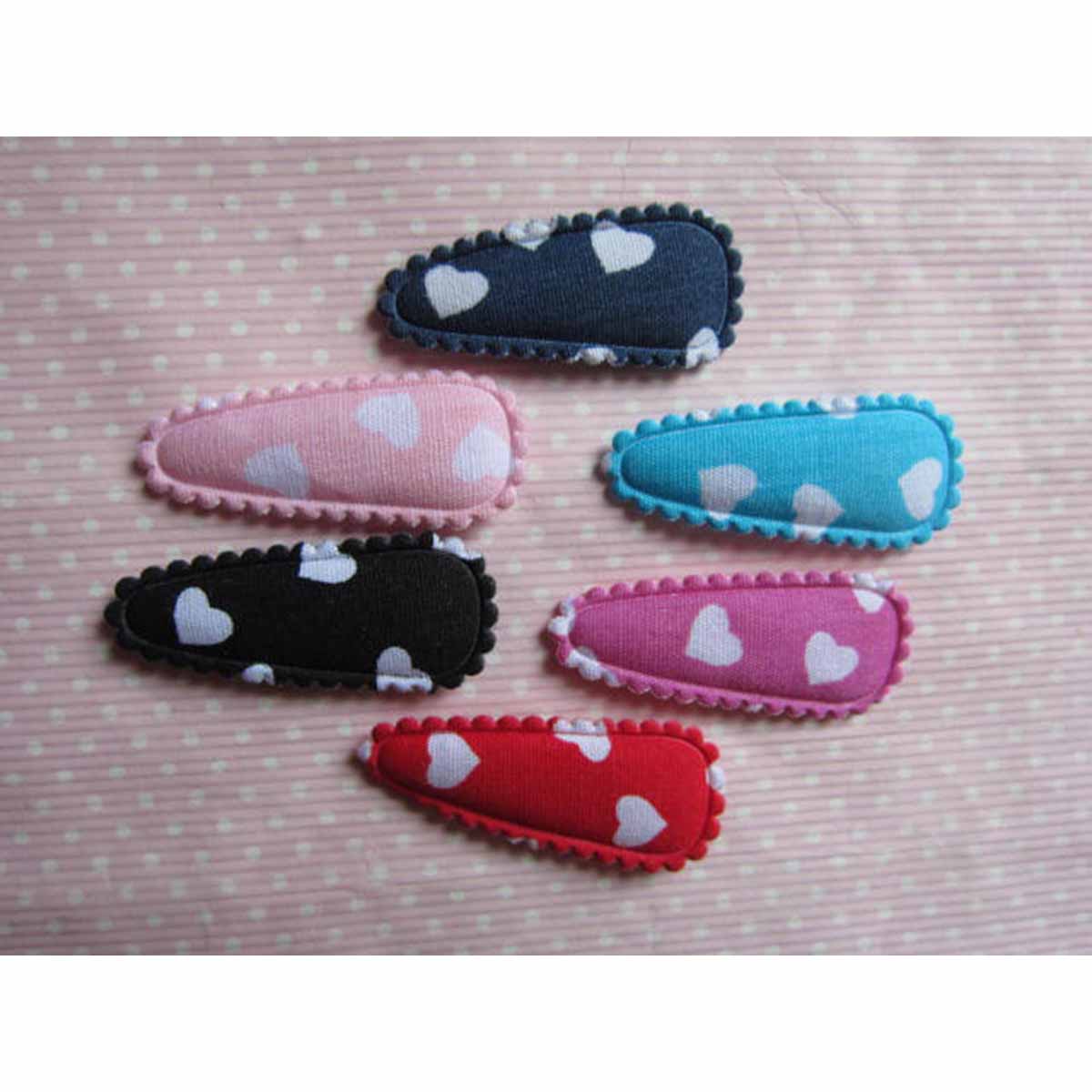 120 Padded Heart 35mm Cute Hair Clip Covers-6 colors