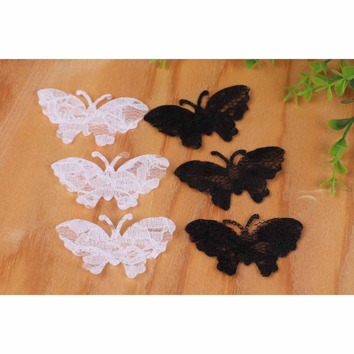80 Padded Lace Butterfly 2″-White/Black