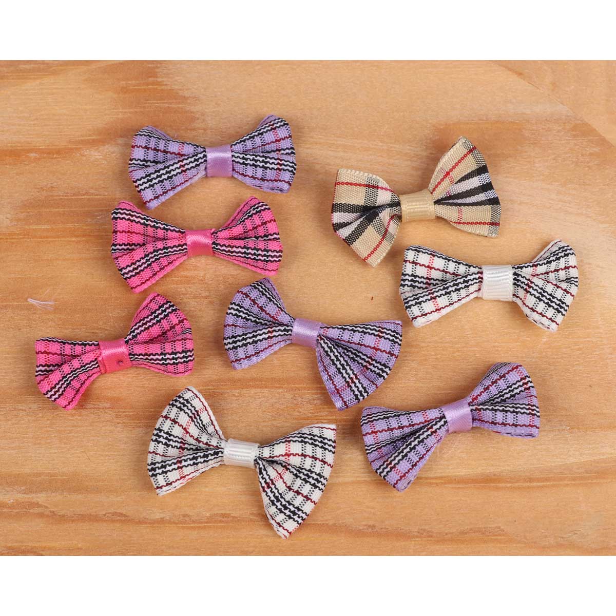50 Gingham Ribbon Bow 1.5″-Mix Color