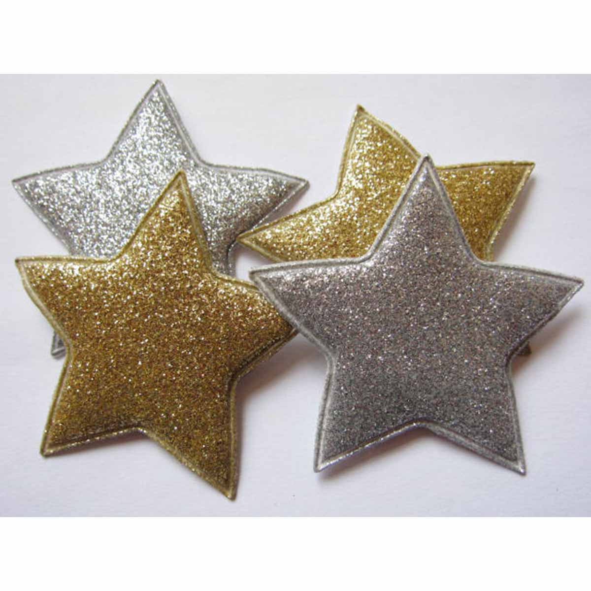 40 Large Glitter Star 2 1/8″ -Gold/Silver