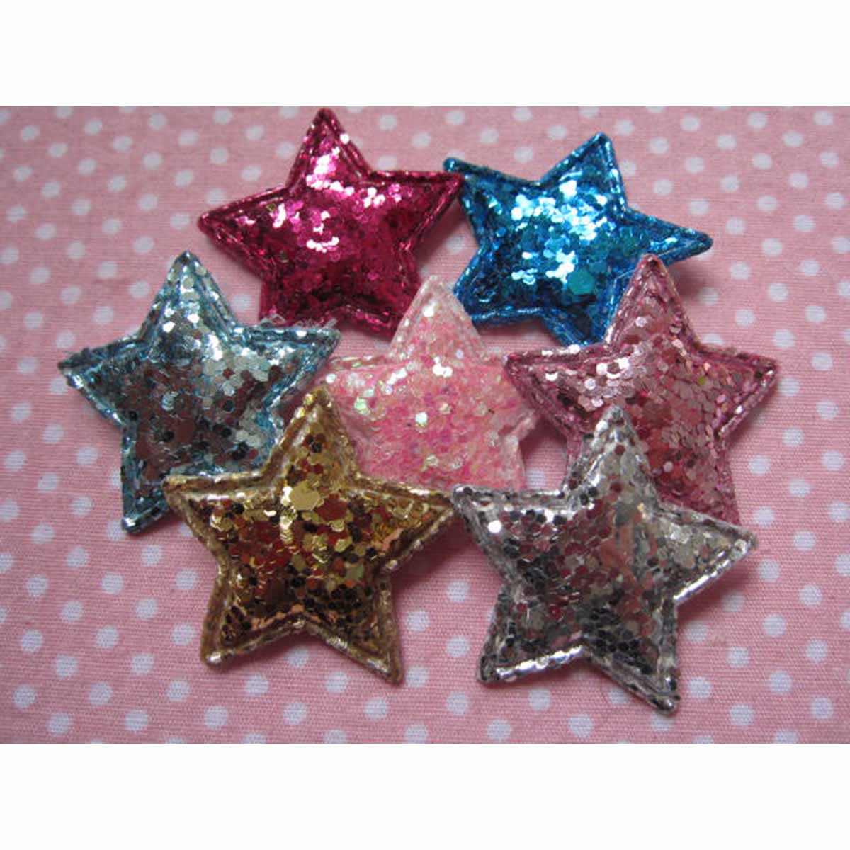 70 Padded Felt 1 1/8″ Sequin Star-7 Colors-