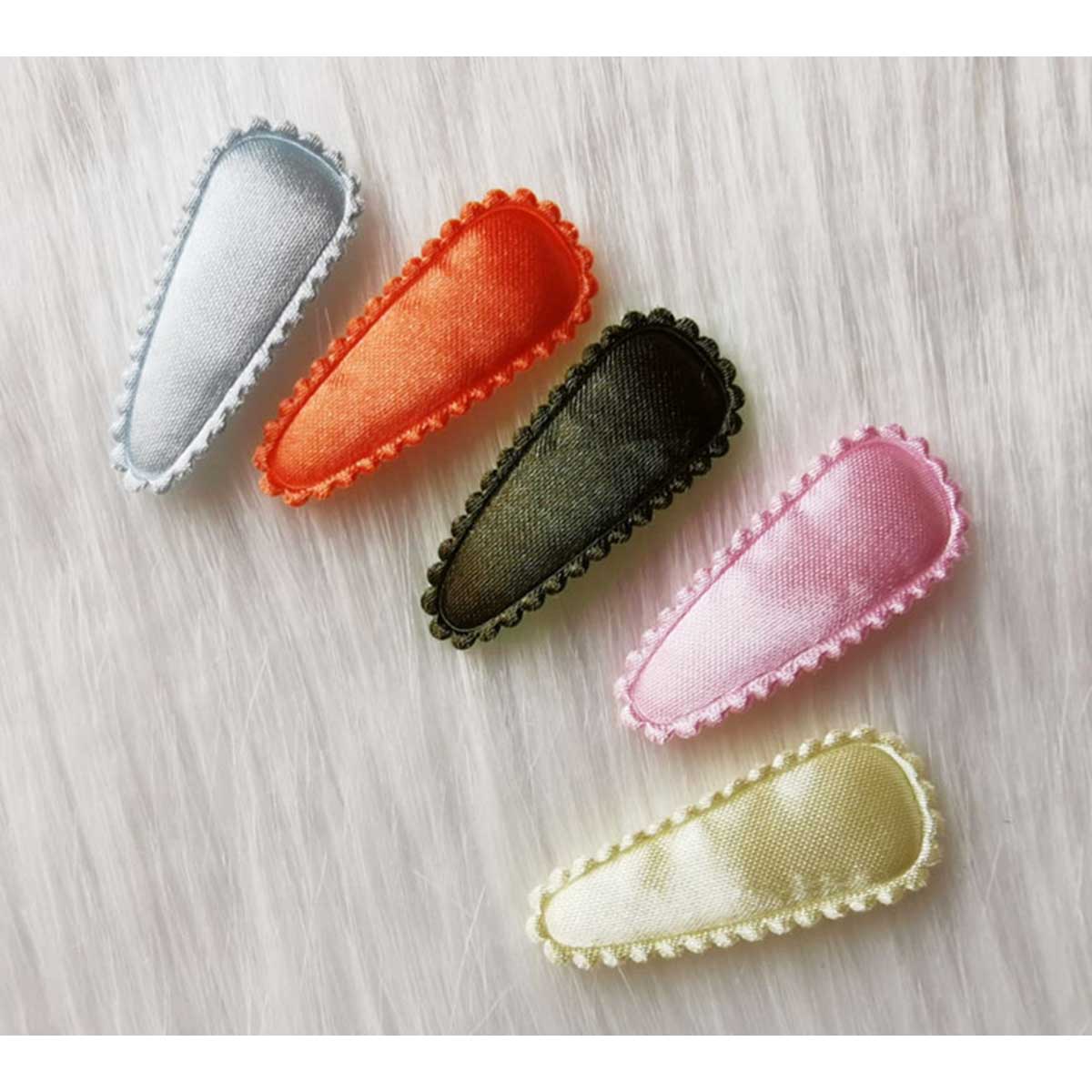 100 Padded Satin Hair Clip Covers 35mm- 5 Colors