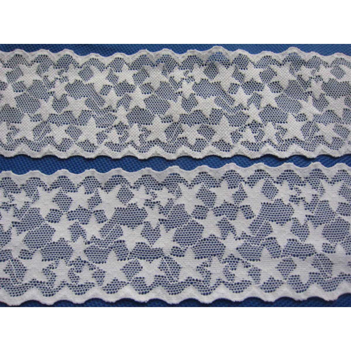 10 Yards Elastic Lace Star Lace Trim 2.25″-White
