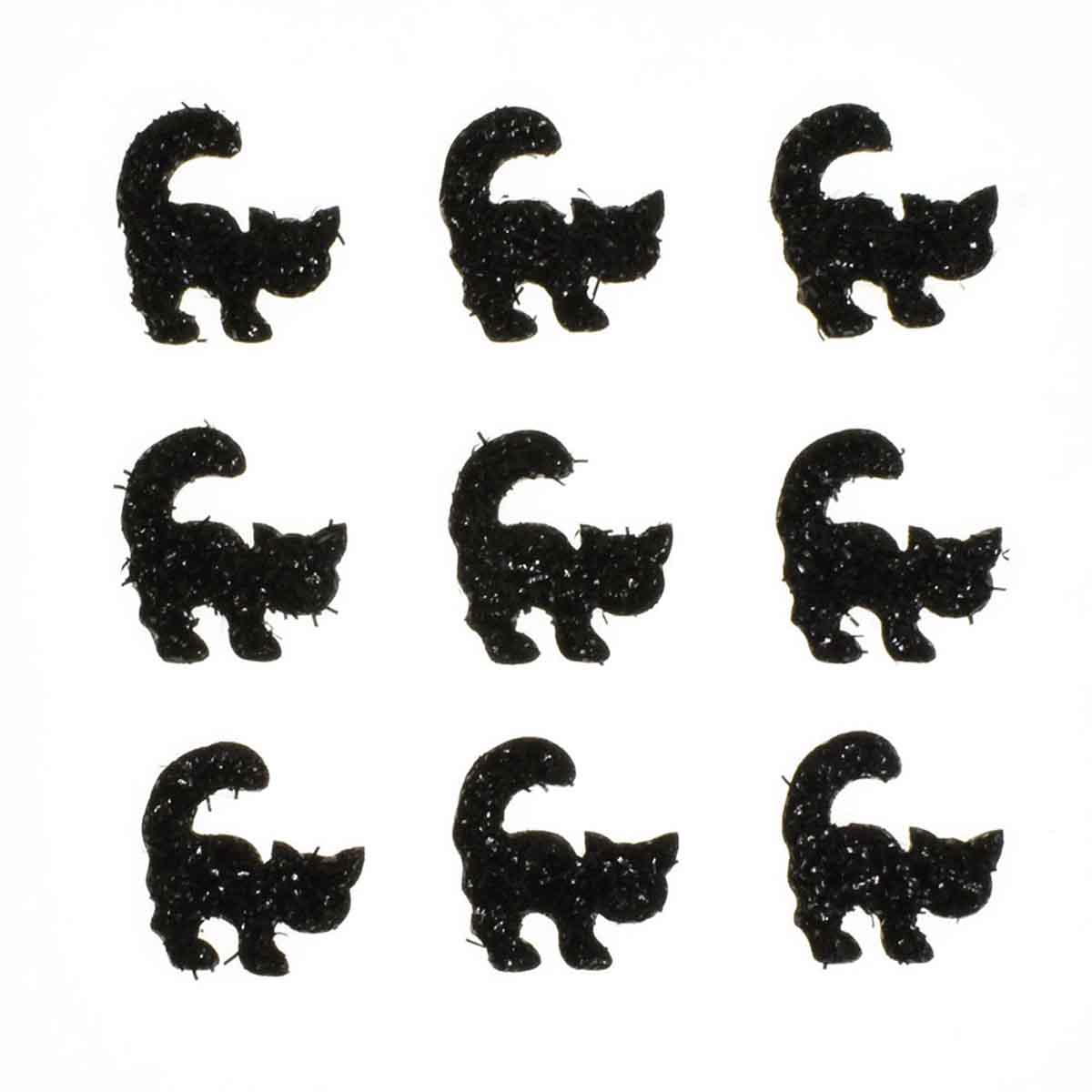 100pcs Glitter Cat Halloween 1 1/8″-Black
