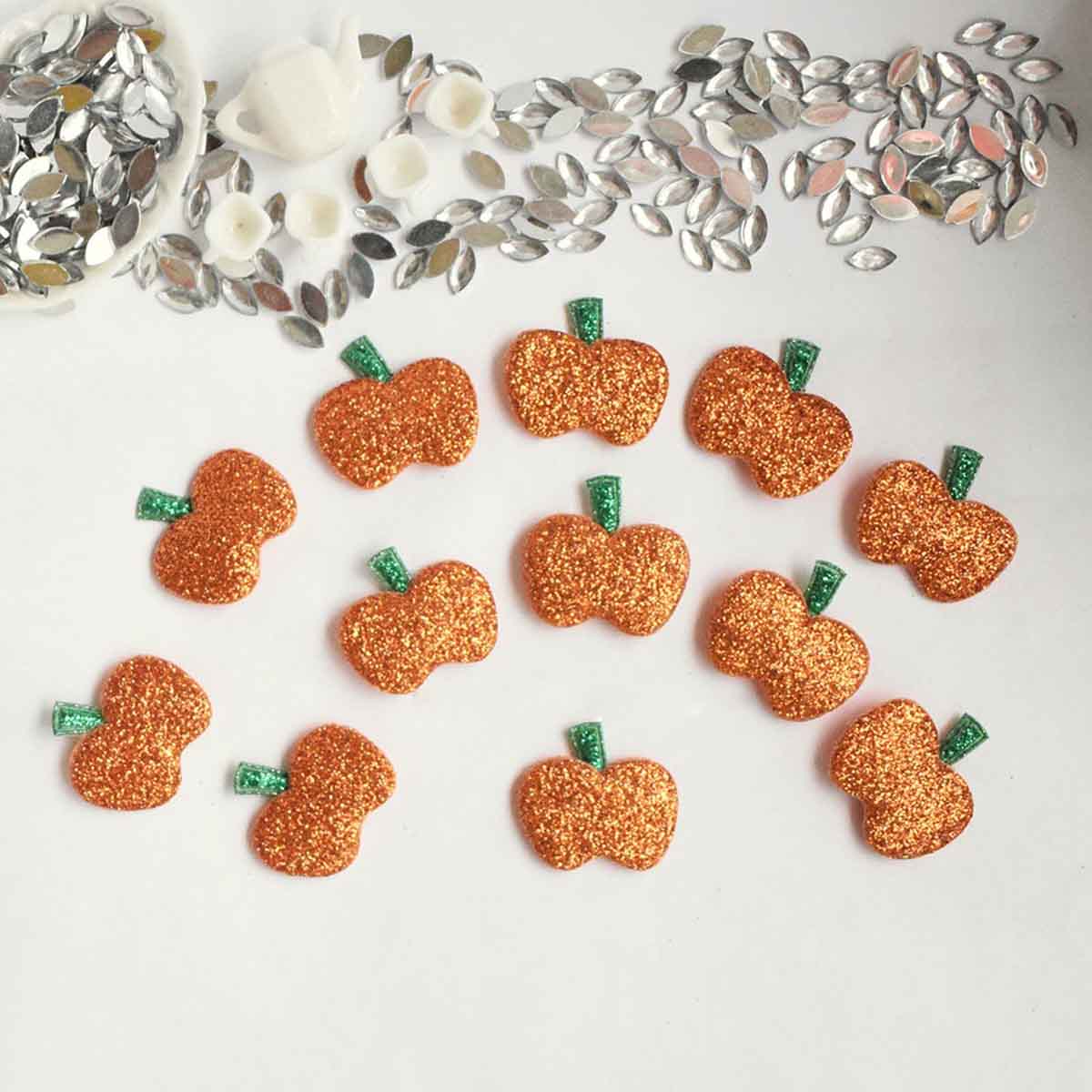 50 Glitter Pumpkin Halloween 1″-Orange