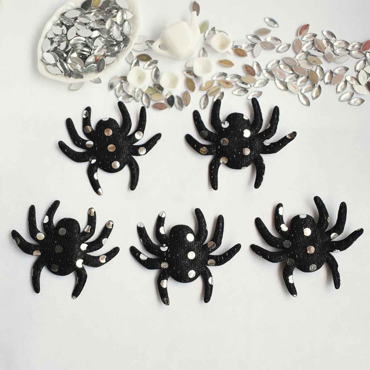 50 Padded Glitter Spider 2.5″-Black