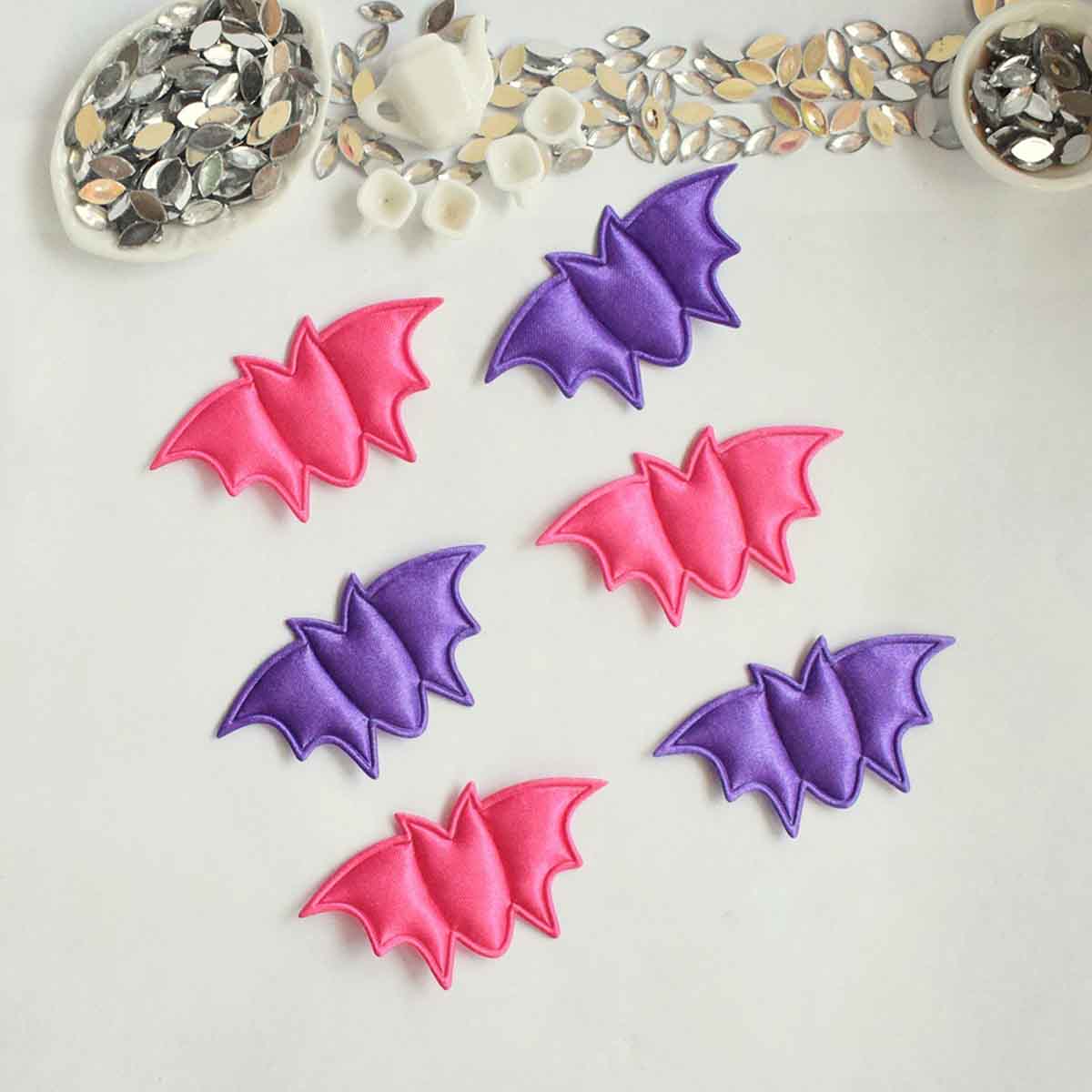 100 Padded Satin Bat Halloween 2 1/8″ – Hot Pink/Purple