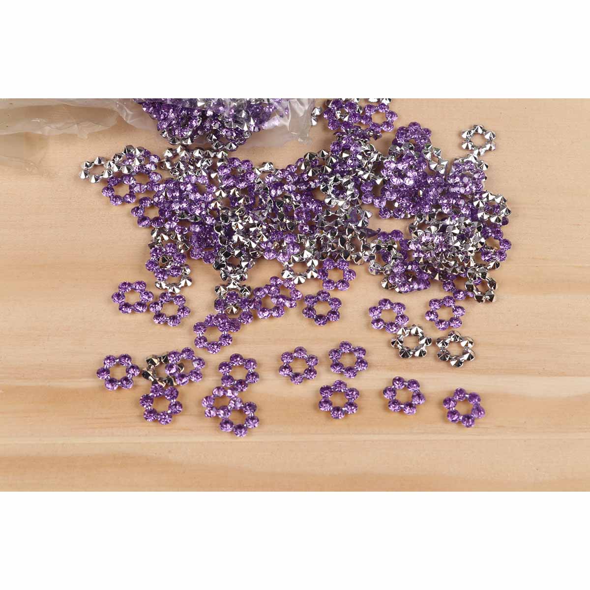 One Bag 2000pcs Acrylic Rhinstone Flower w/hole 10mm- Lavender