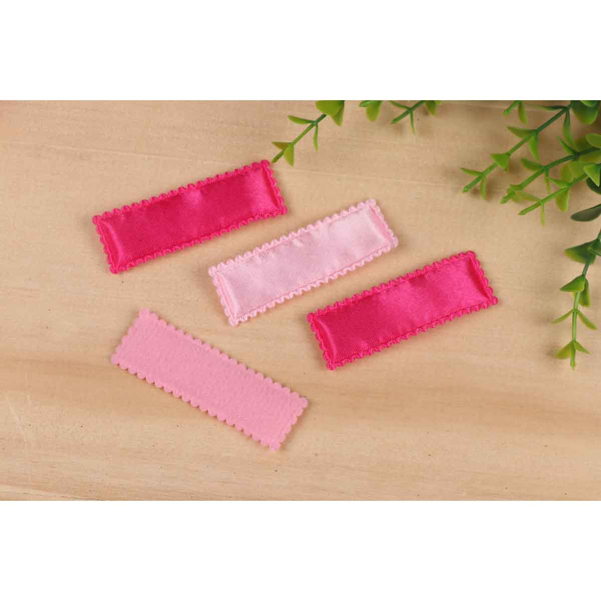 100 Padded Satin Hair Clip Covers 55mm-Hot Pink/Pink