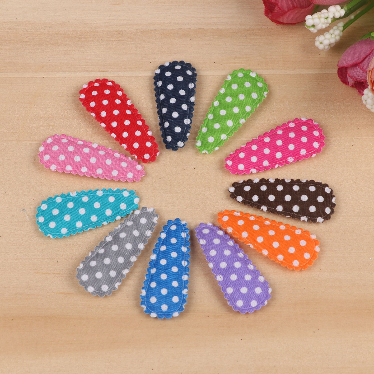 110 Padded Hair Clip Covers Dots 35mm- 11 Colors