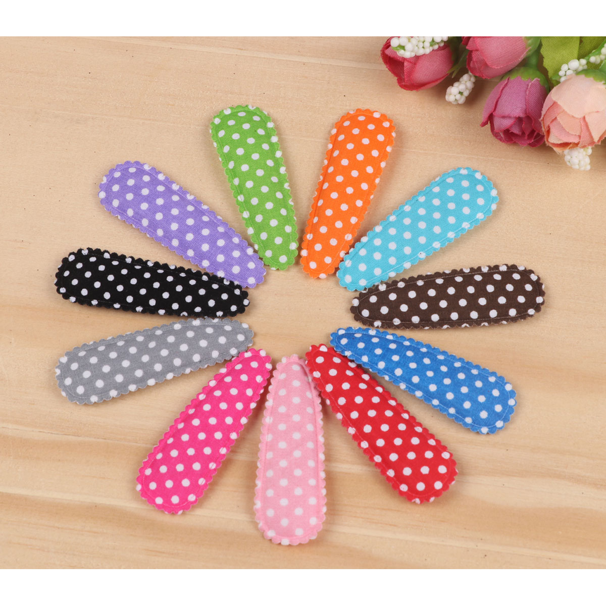 55 Padded Hair Clip Covers Dots 55mm-11 Colors