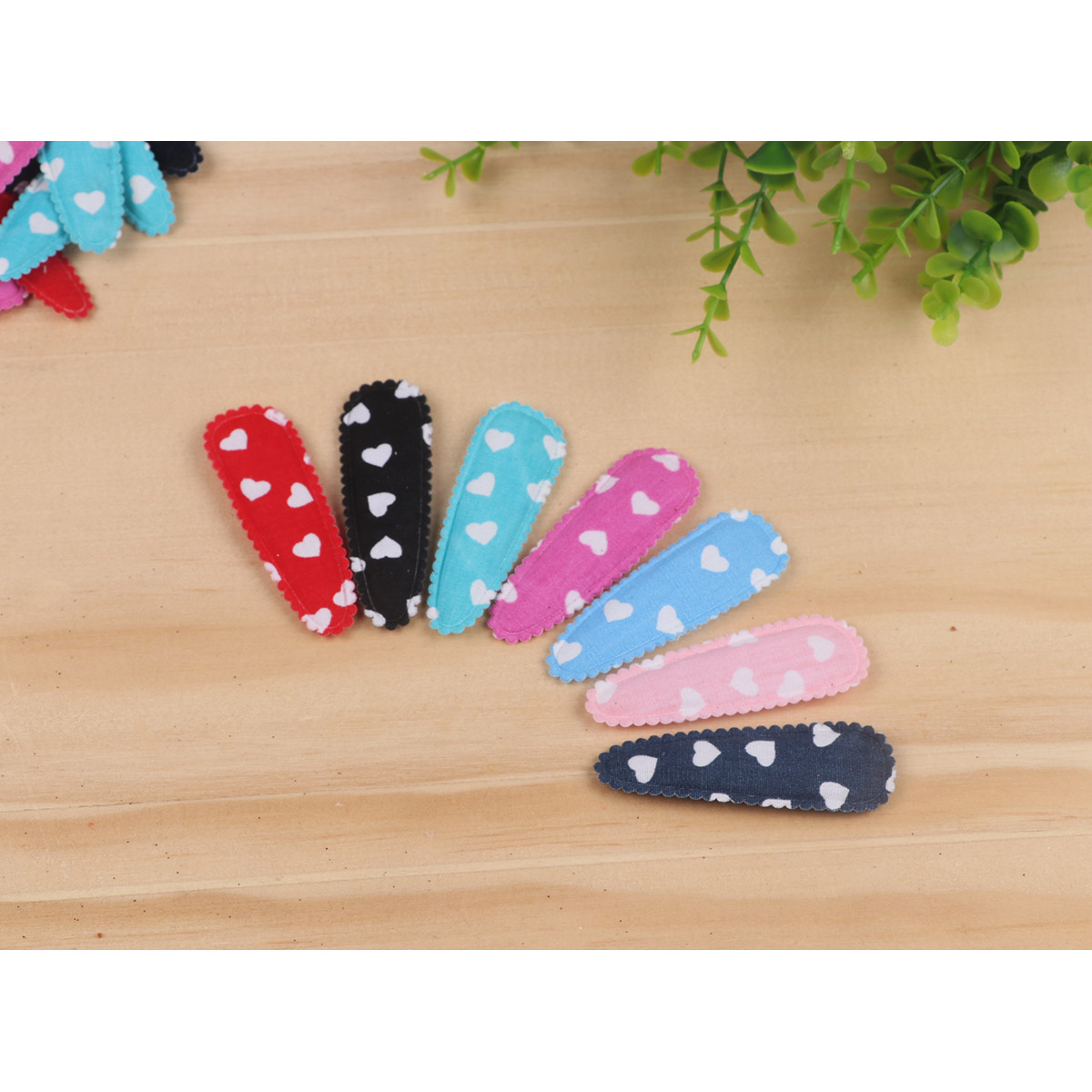 70 Padded Heart 55mm Cute Hair Clip Covers-7 colors