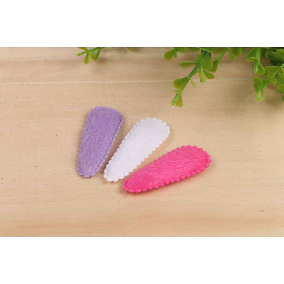 90 Padded Furry Hair Clip Covers 45mm-3 Colors