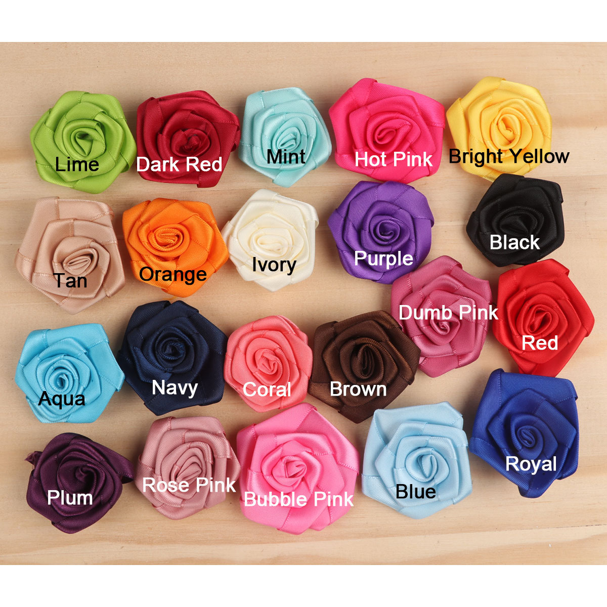 50pcs Satin Ribbon Roses Flowers  1.75″-U Pick