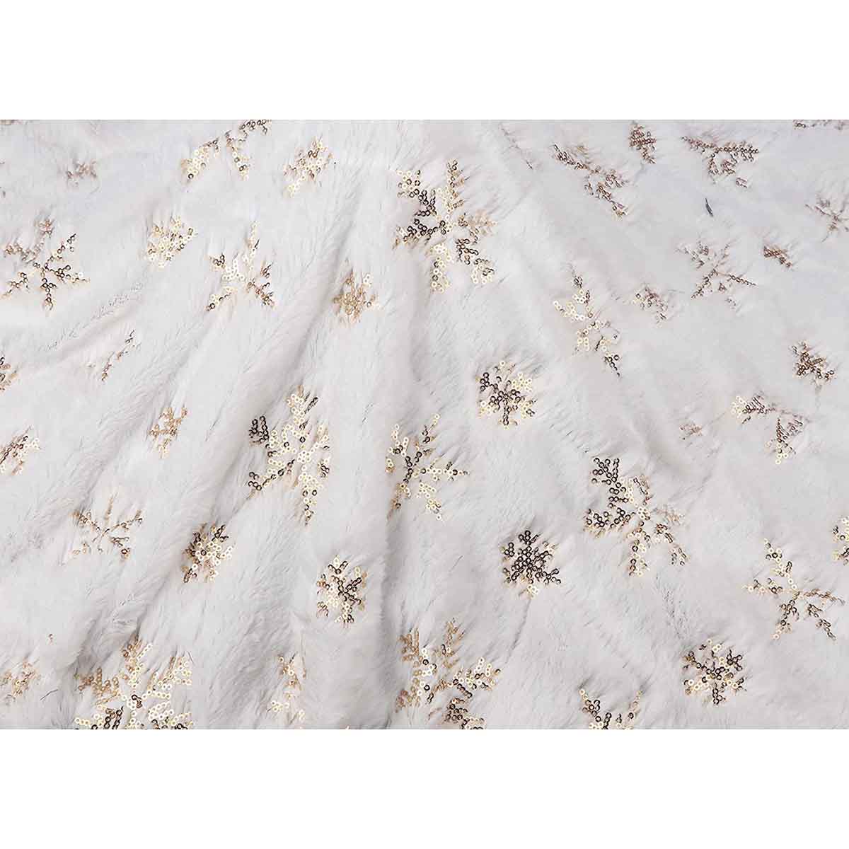 1 Yard Faux Fur Fabric with Sequin Snowflake by The Yard,62″ Wide