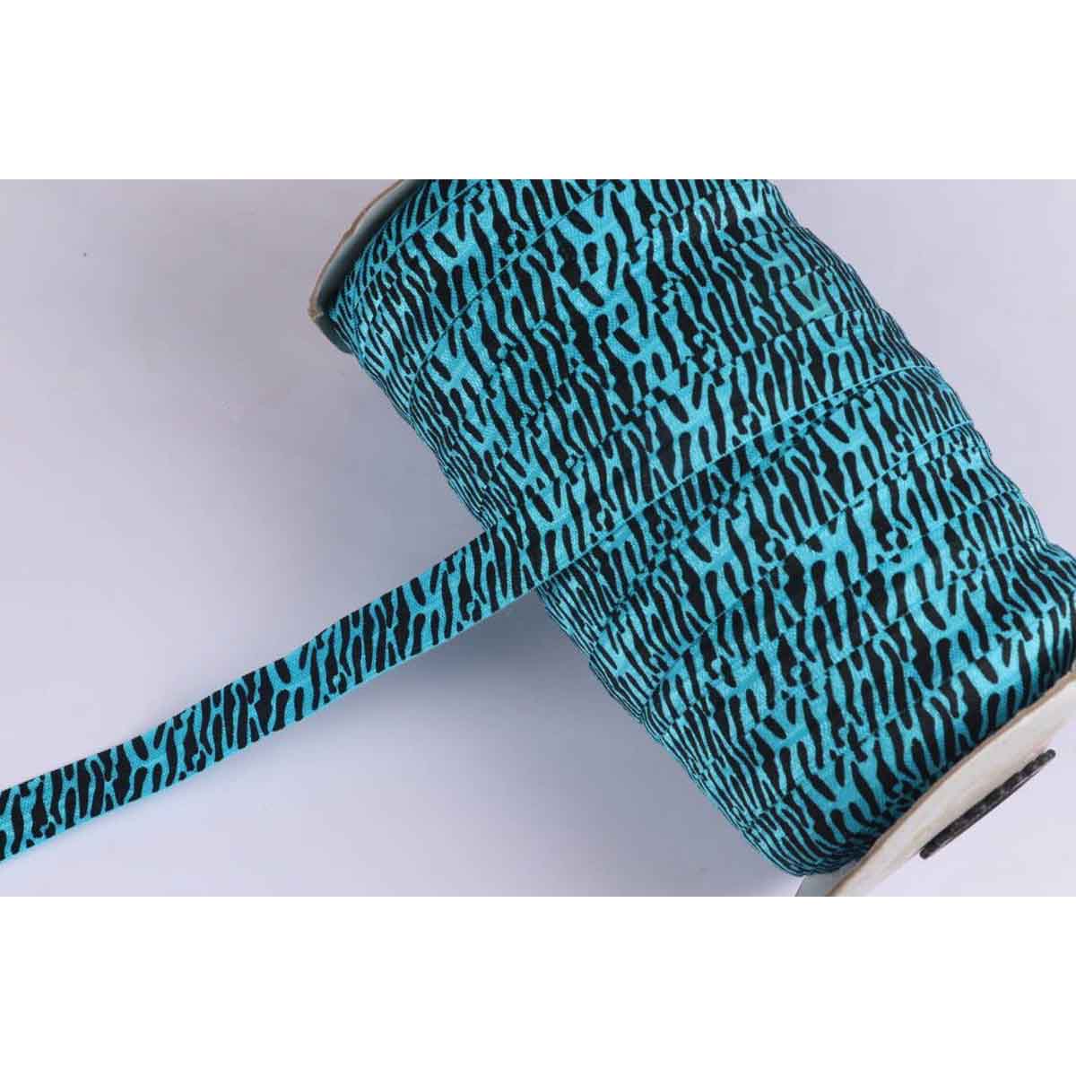 “One Roll”100Yards Zebra Elastic Ribbon 5/8″- Turquoise
