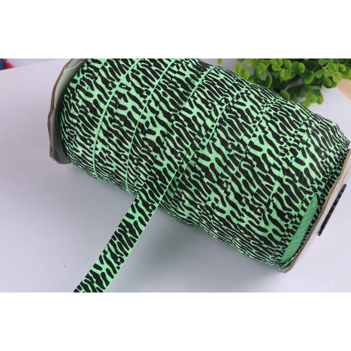 “One Roll”100Yards Zebra Elastic Ribbon 5/8″- Green