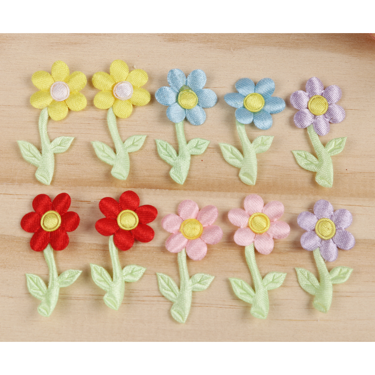 100pcs Padded Satin Flower 0.75″- 5 Colors