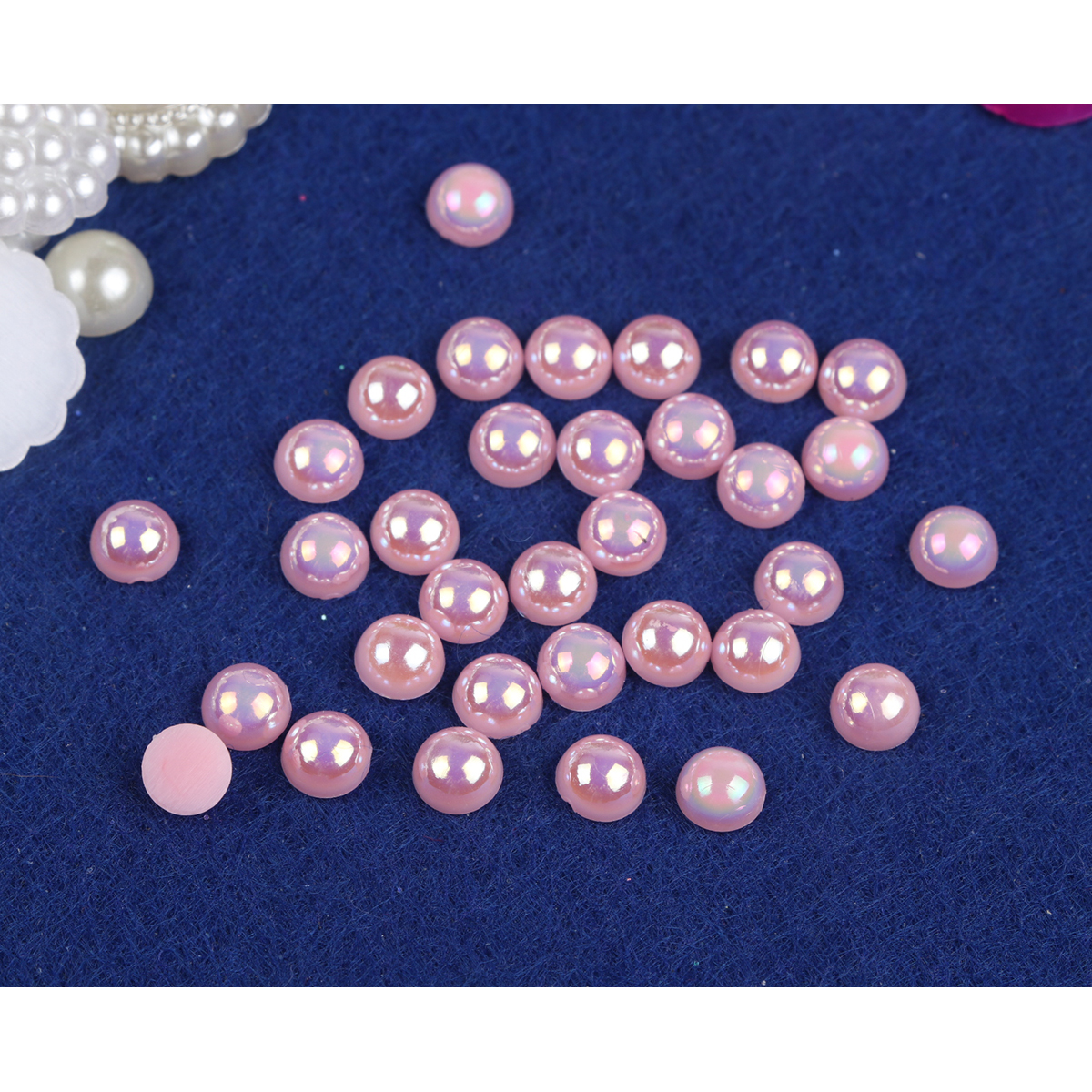 500Pcs Plastic Pearl Flatback 6mm-Shinny Pink