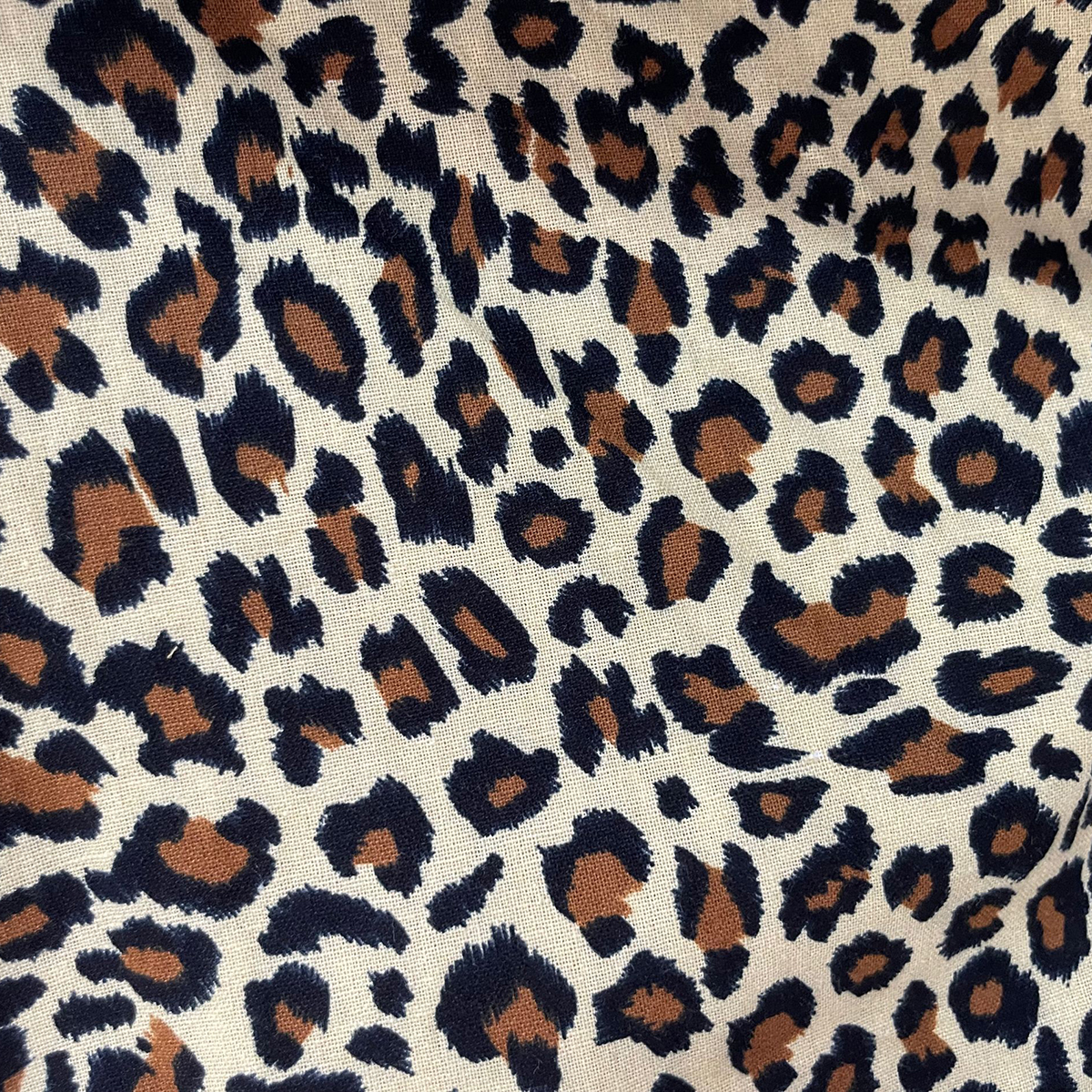Cotton Leopard Fabric -Beige