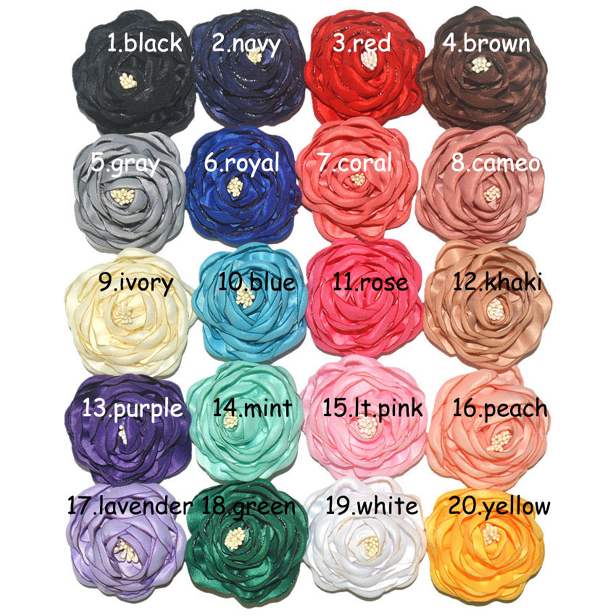 10pcs Fabric Flower Beads 2.4″ H0463-U PICK