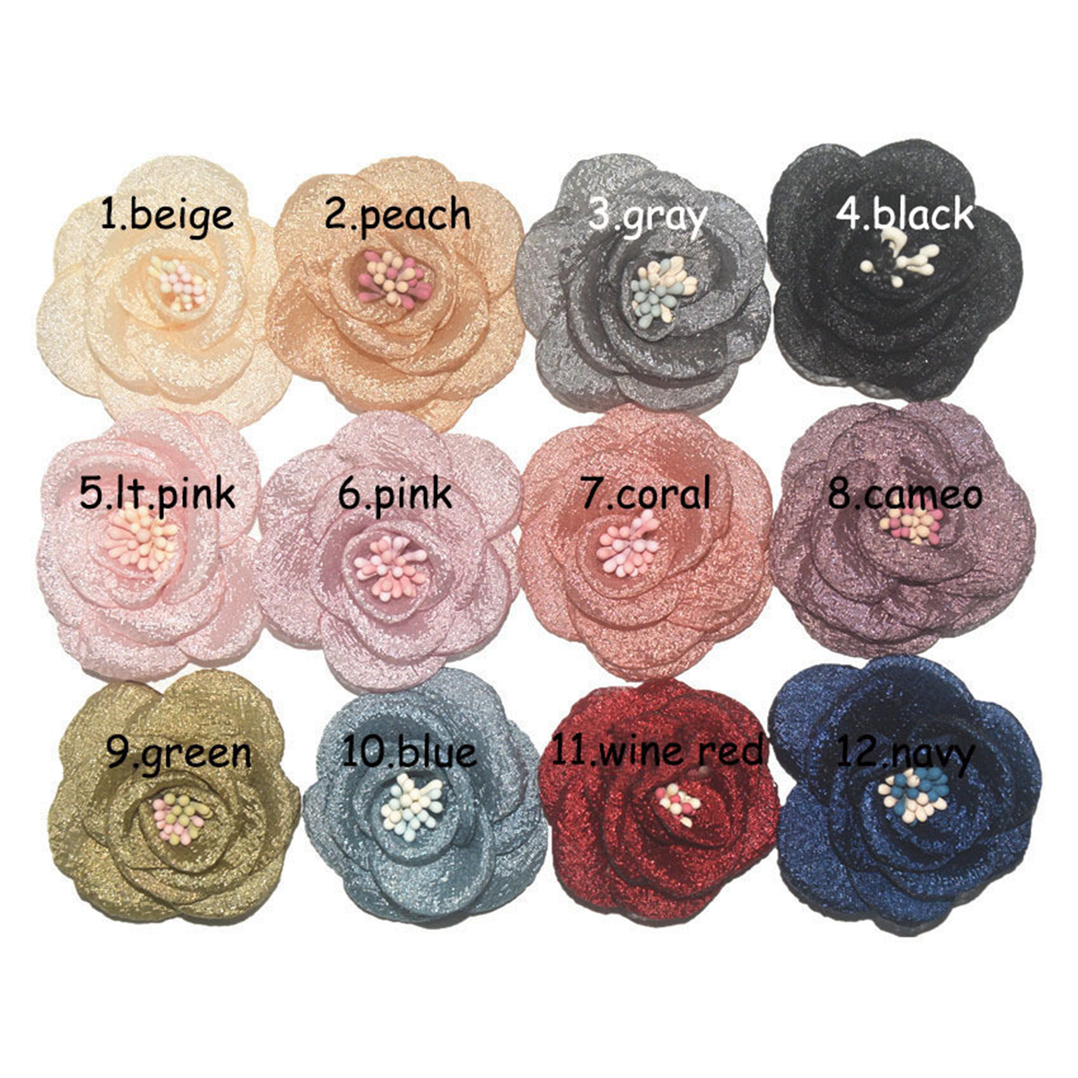 12pcs Fabric Flower Beads 2″ H0475-U PICK