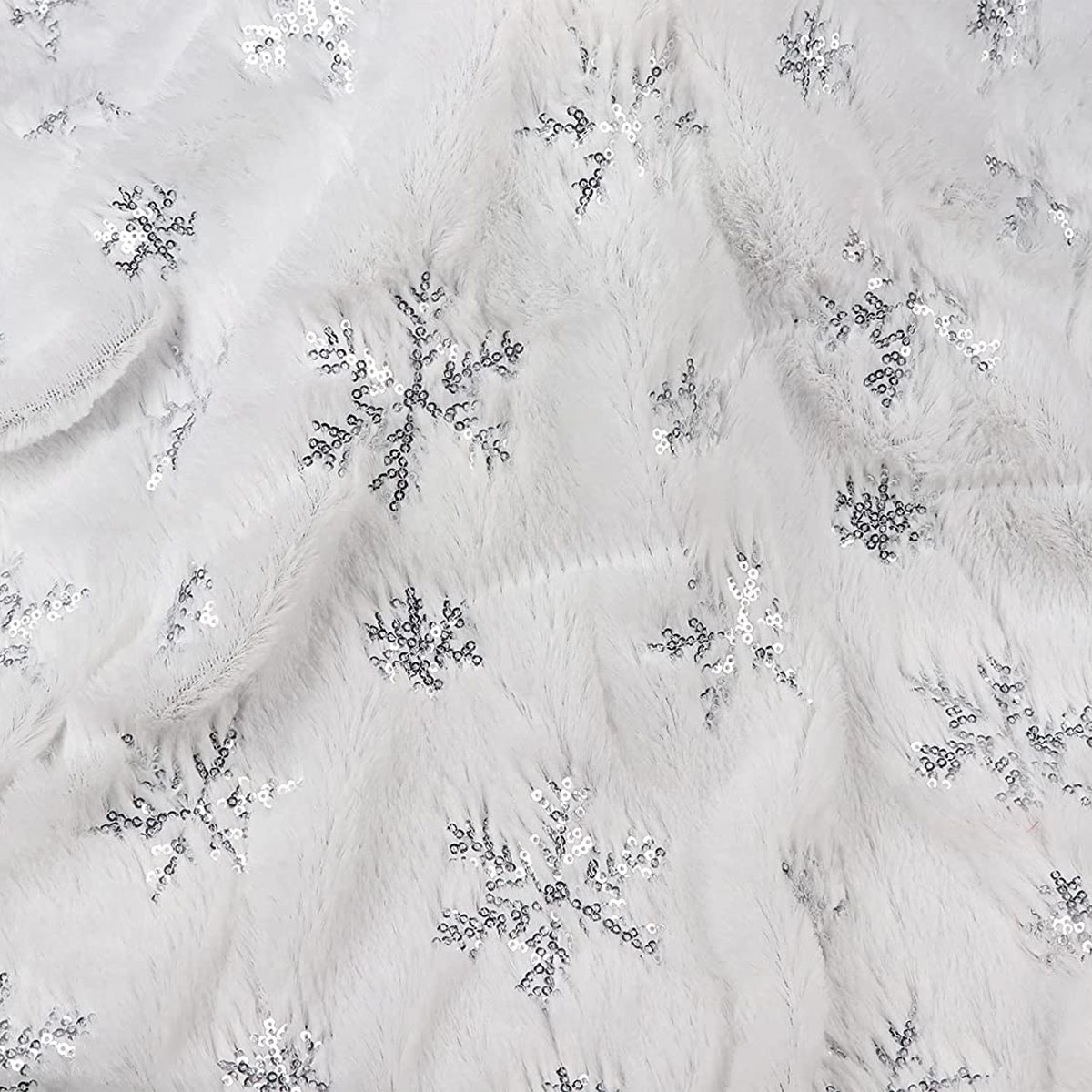 Faux Fur Fabric with Sequin Snowflake-U PICK